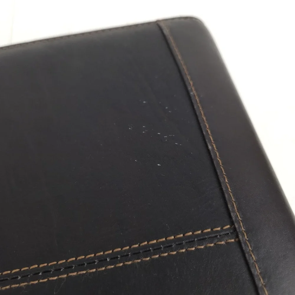 Vtg Franklin Covey 7-Ring Binder Planner Brown Full Grain Leather Zip 90s 10x8